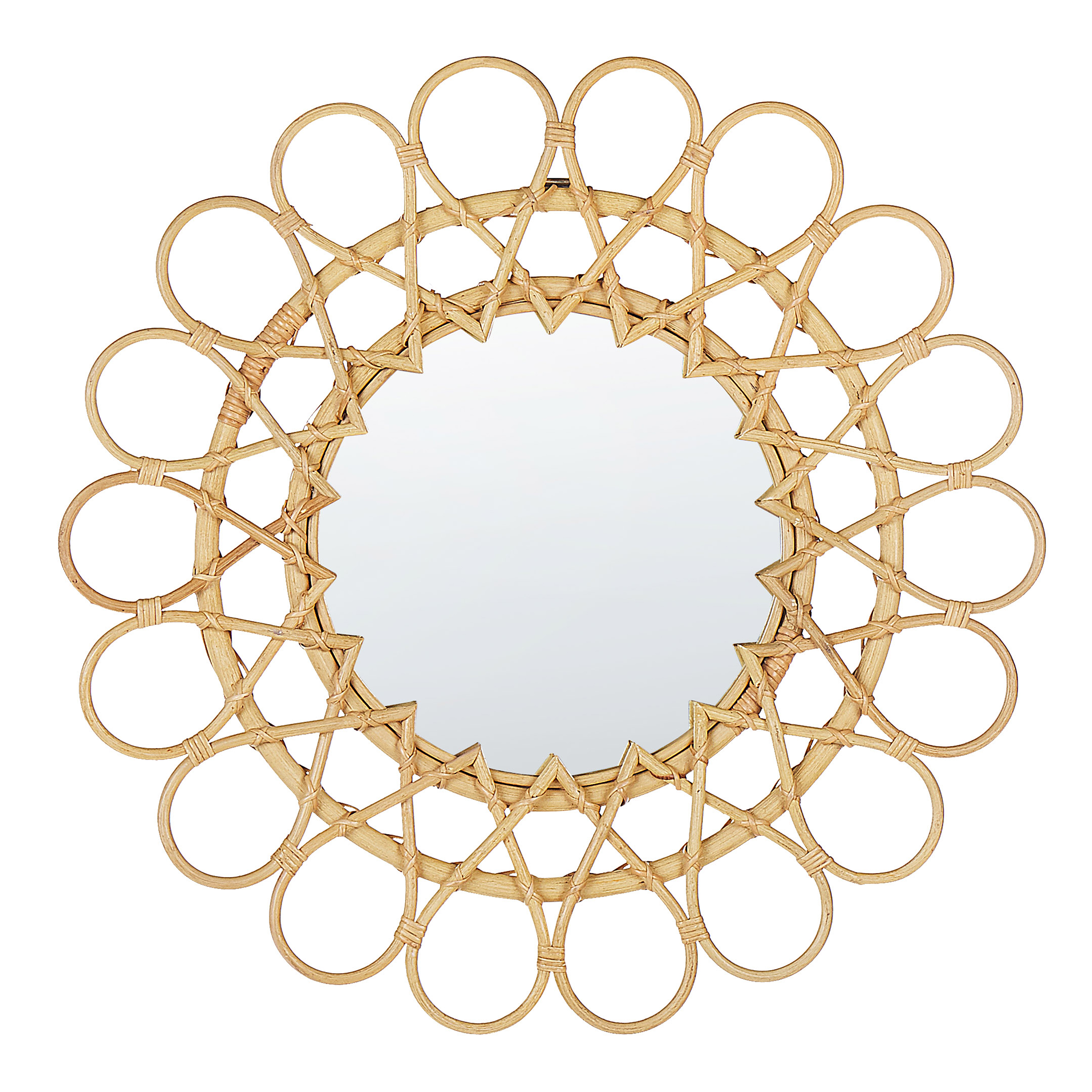 Vægspejl BABAI 60 cm 60 cm Rattan Naturlig