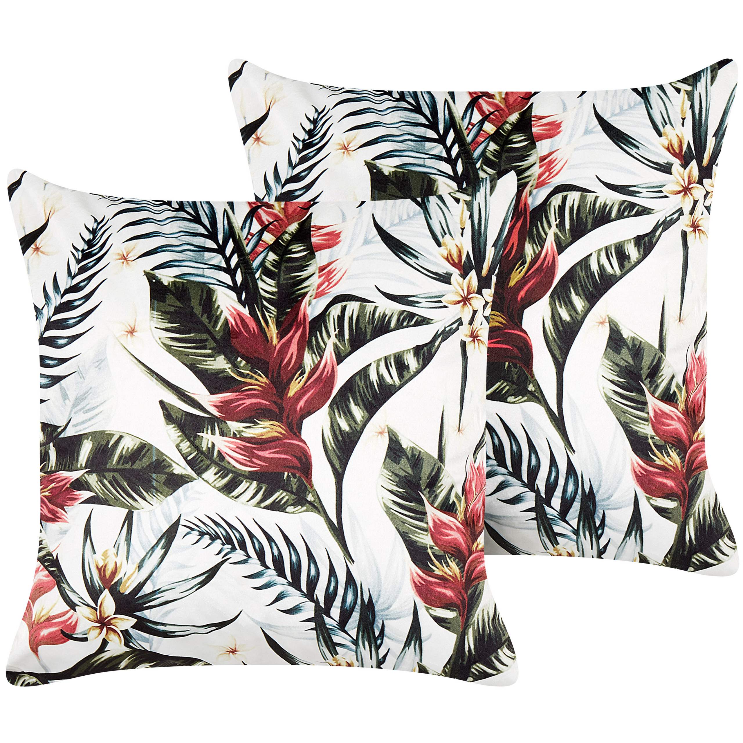 Sæt af 2 pyntepuder EDELWEISS 45 x 45 cm Velour Multifarvet Plante mønster
