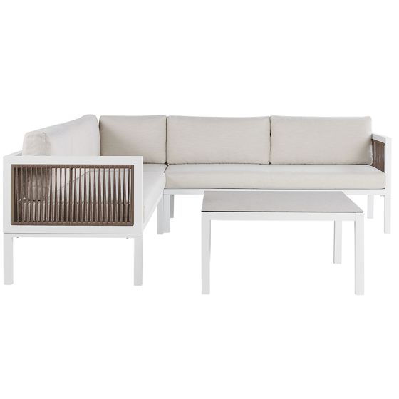 Have-hjørnesofasæt 4 personers BORELLO Metal Beige Venstrevendt