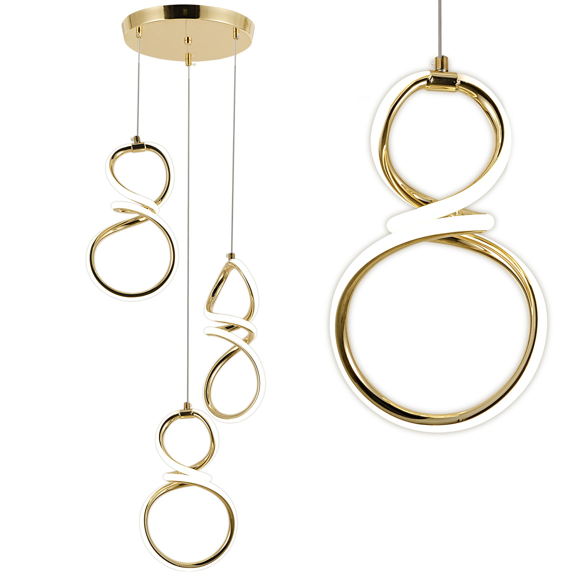 TOOLIGHT hængende loftlampe G073-3CPR LED Guld 132,5x17,5x29,5cm