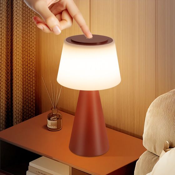NETTLIFE Batteridrevet bordlampe, LED - natlampe - 3600mh A, Trådløs, dæmpbar. Touch-lampe med USB - genopladelig, rødt batteri.