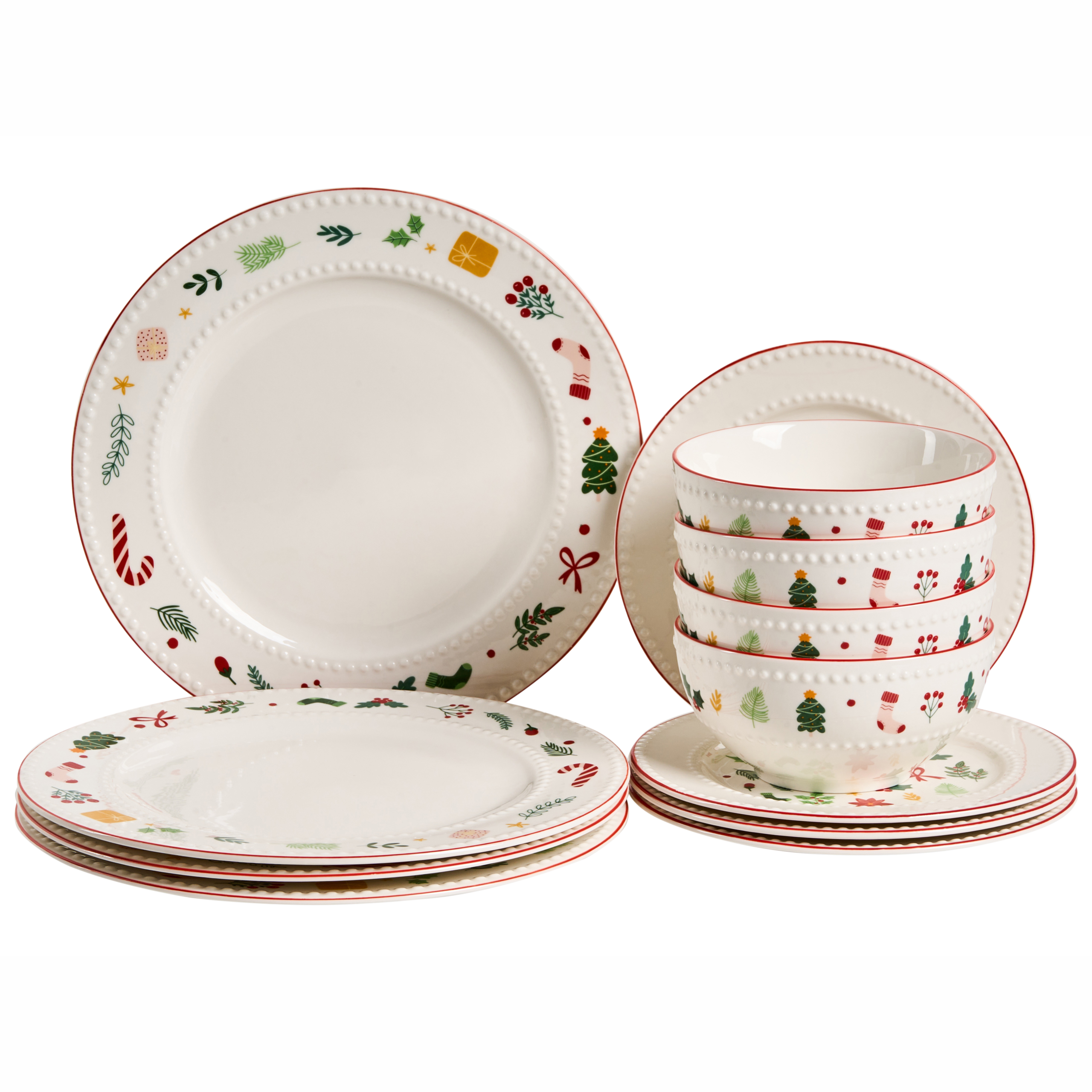 Sæt med 12 stykker service SAFFRON Porcelæn Hvid