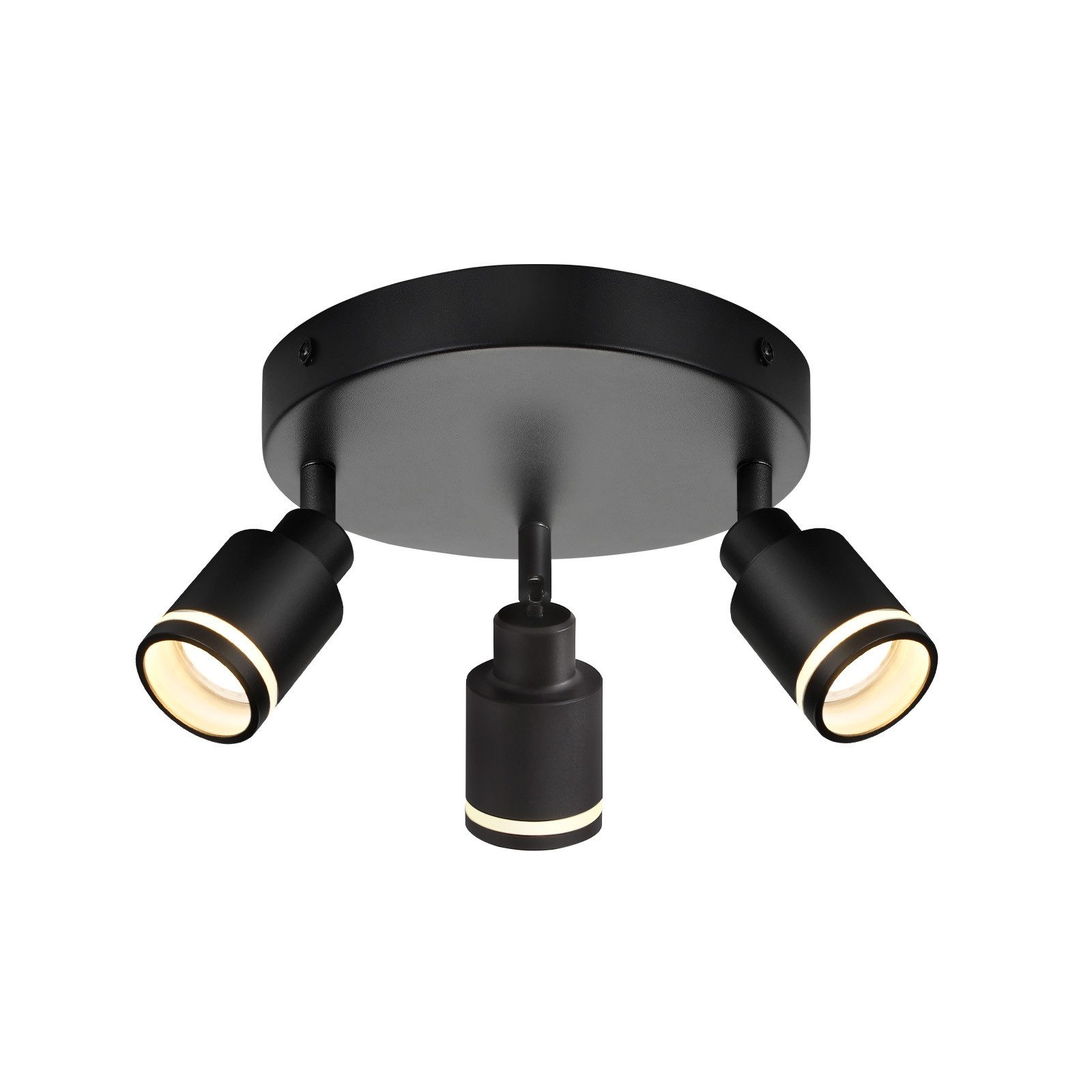 NETTLIFE Sorte loftspotlights 3 flammer GU10 justerbar metal 355° justerbar indvendig belysning, uden pære