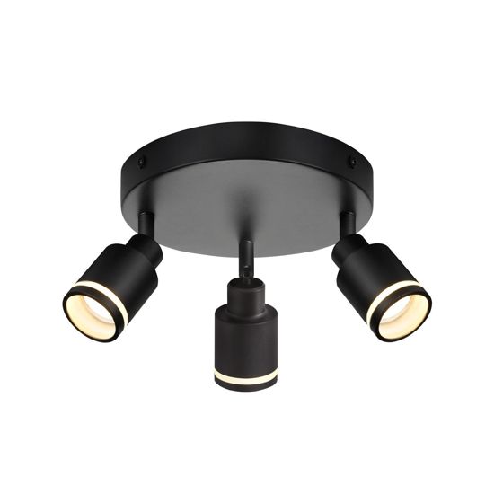 NETTLIFE Sorte loftspotlights 3 flammer GU10 justerbar metal 355° justerbar indvendig belysning, uden pære