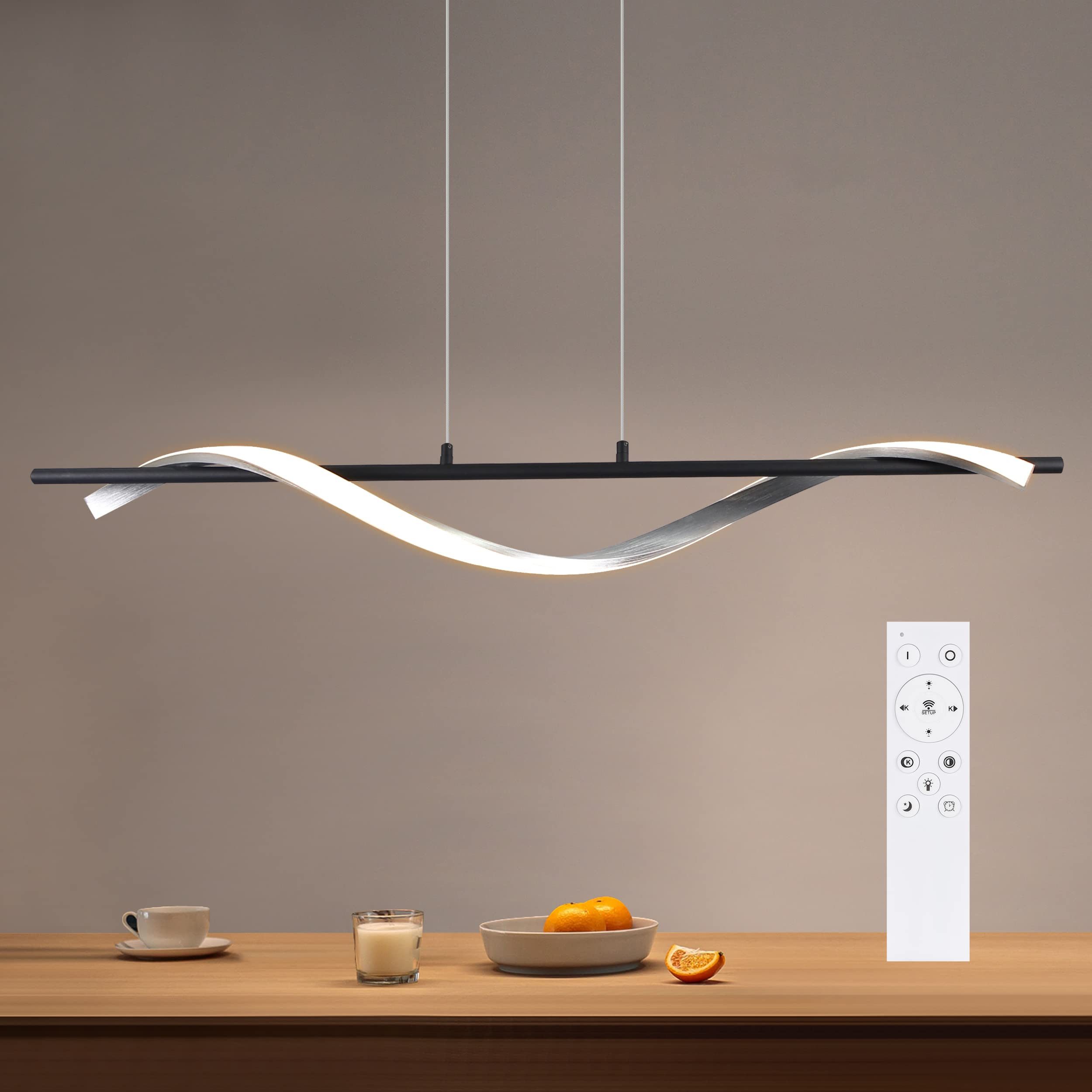 NETTLIFE moderne LED-pendellampe, dæmpbar 22 W sølv, diameter 100 cm aluminium, bølget design
