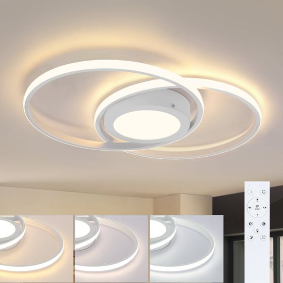 NETTLIFE dæmpbar LED loftlampe med fjernbetjening 48W hvid, stue design, soveværelse moderne, lampe til køkken, kontor