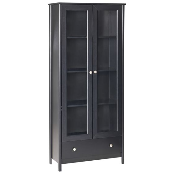 Glas vitrineskab NORNALUP 80 cm Sort