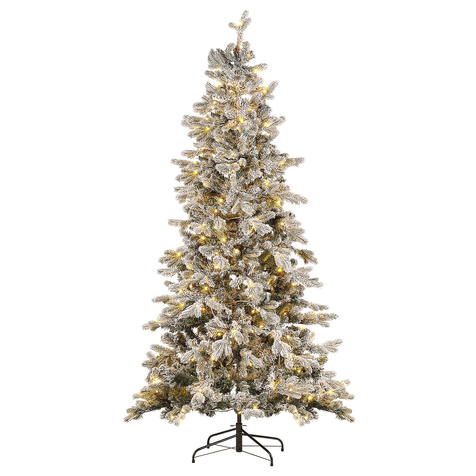 Sneklædt juletræ LED TATLOW 210 cm Grøn