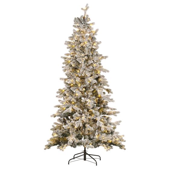 Sneklædt juletræ LED TATLOW 210 cm Grøn