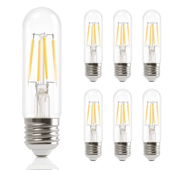 NETTLIFE 6 stk. E27 LED-pærer, varm hvid, T30, 4 W, Edison Vintage-pærer, 2700 K, energibesparende, ikke-dæmpbar sokkel