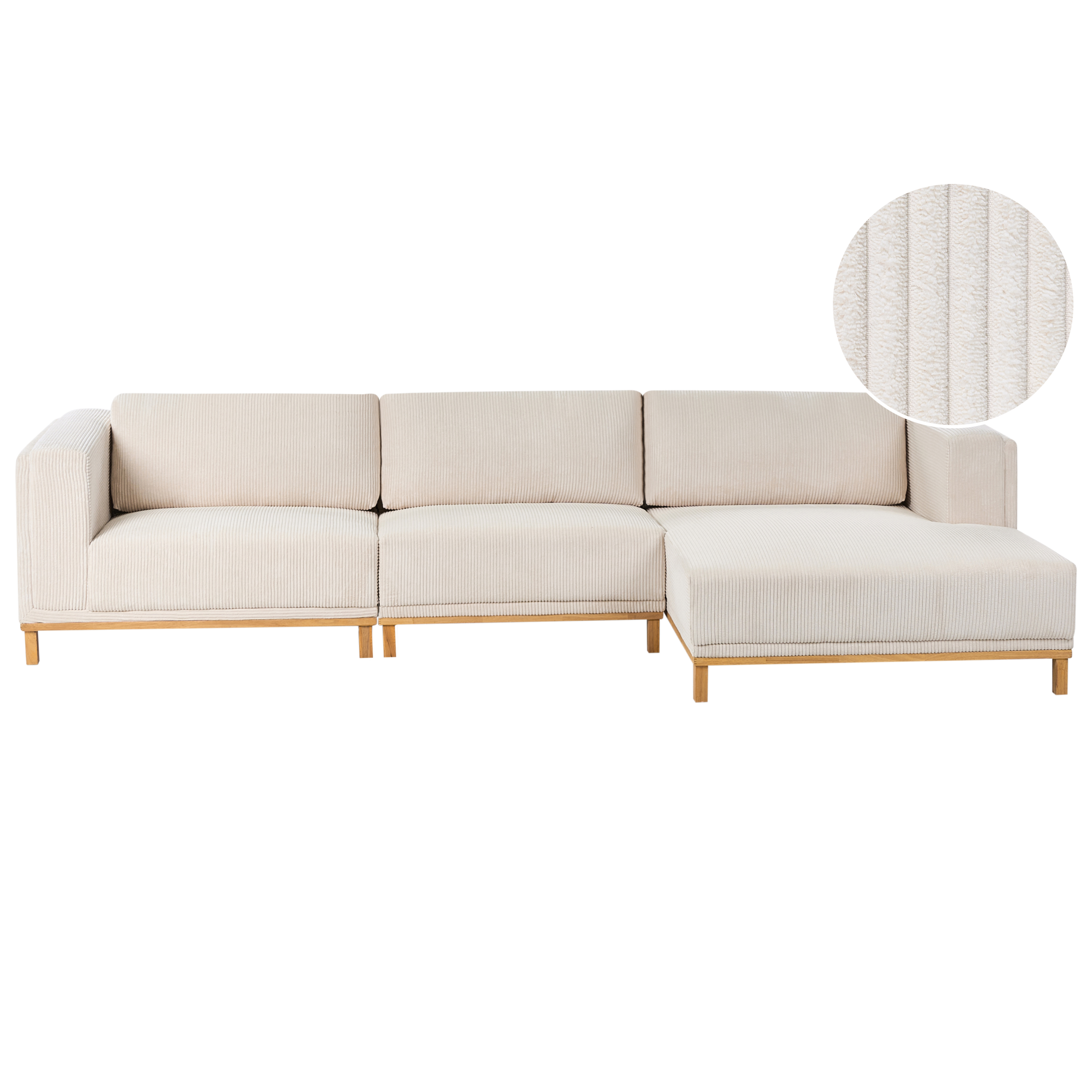 Hjørnesofa 5 personers VENG Fløjl Lys Beige Venstrevendt