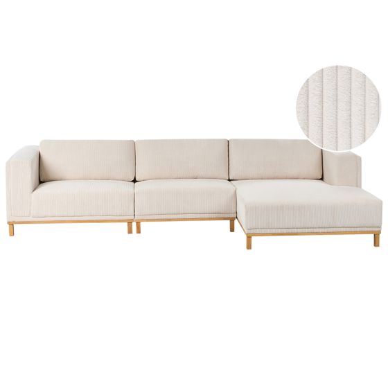 Hjørnesofa 5 personers VENG Fløjl Lys Beige Venstrevendt