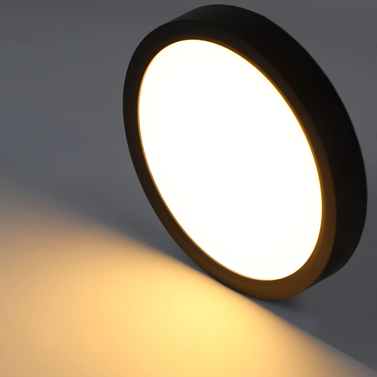 NETTLIFE LED - loftslampe, flad Loftslampe, soveværelseslampe, Ø22 cm Badeværelseslampe, sort, 15W, IP44