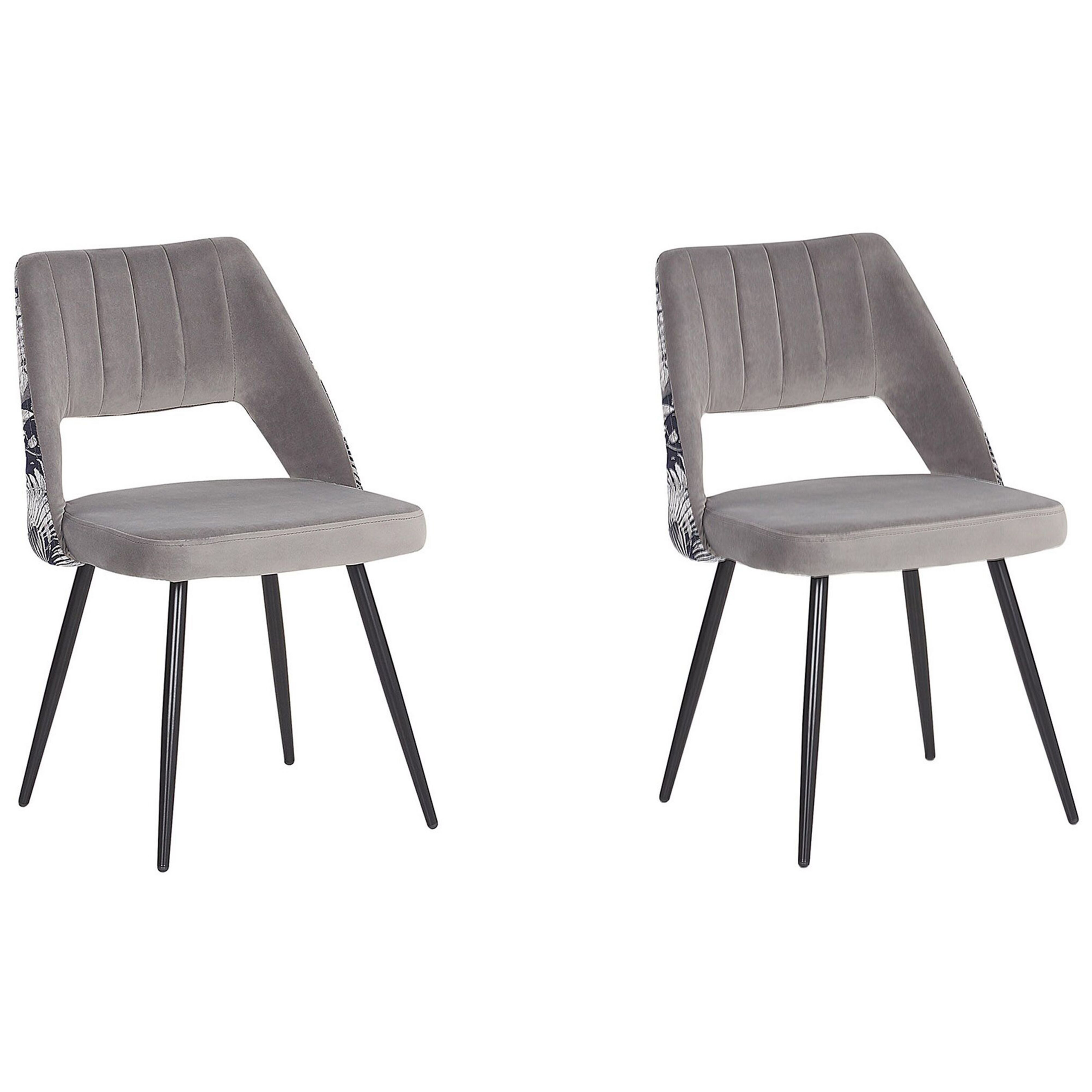 Sæt med 2 spisebordsstole ANSLEY Velour Grå