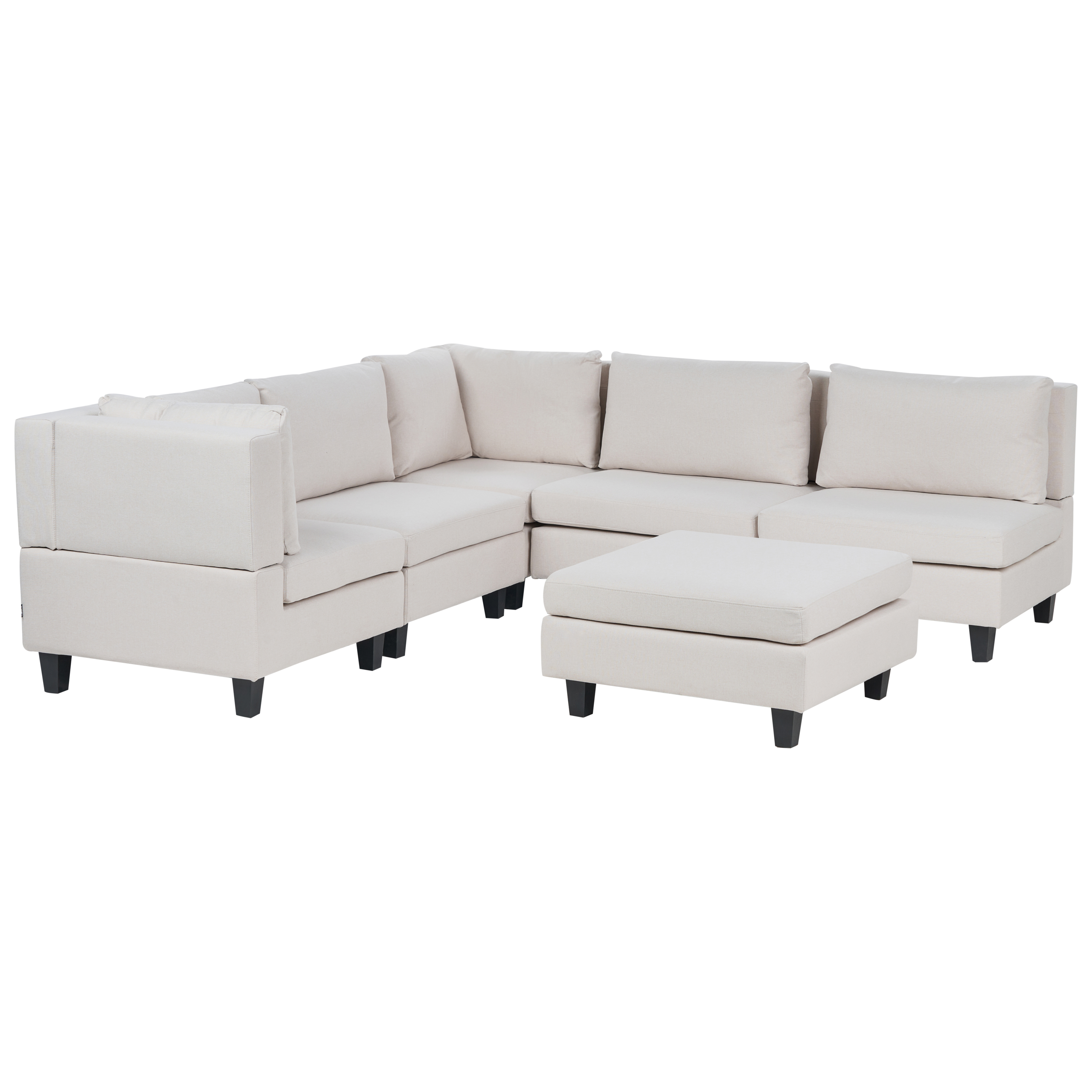 Hjørnesofa modul 5 personers UNSTAD med fodskammel Lys Beige Højrevendt