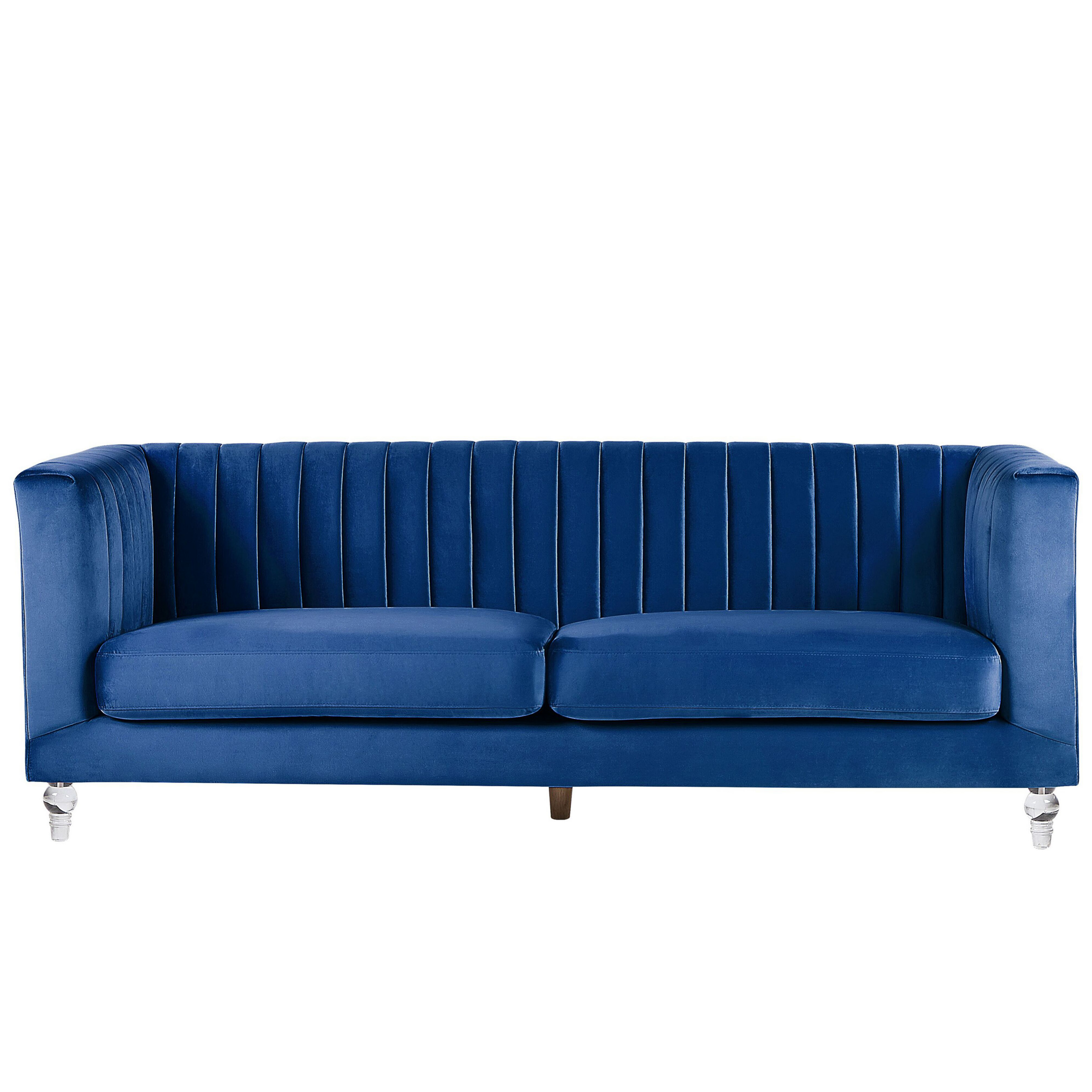 Sofa 3 personers ARVIKA Velour Navy Blå