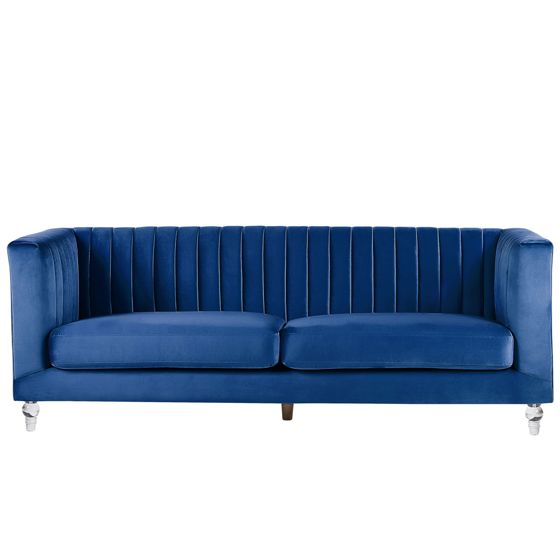 Sofa 3 personers ARVIKA Velour Navy Blå
