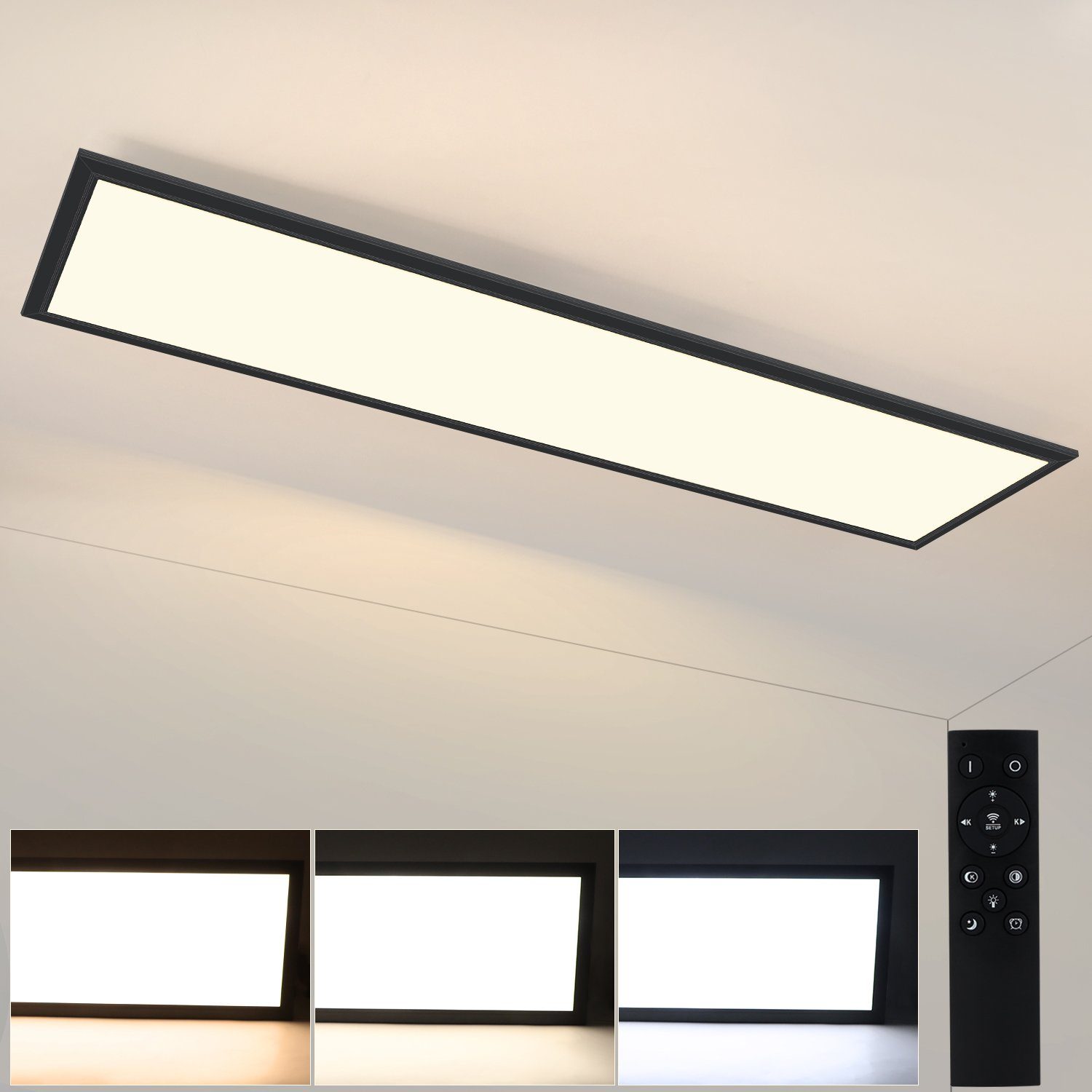 NETTLIFE dæmpbar LED-panel, flad loftlampe med fjernbetjening, 42 W, 60 sekunders timer