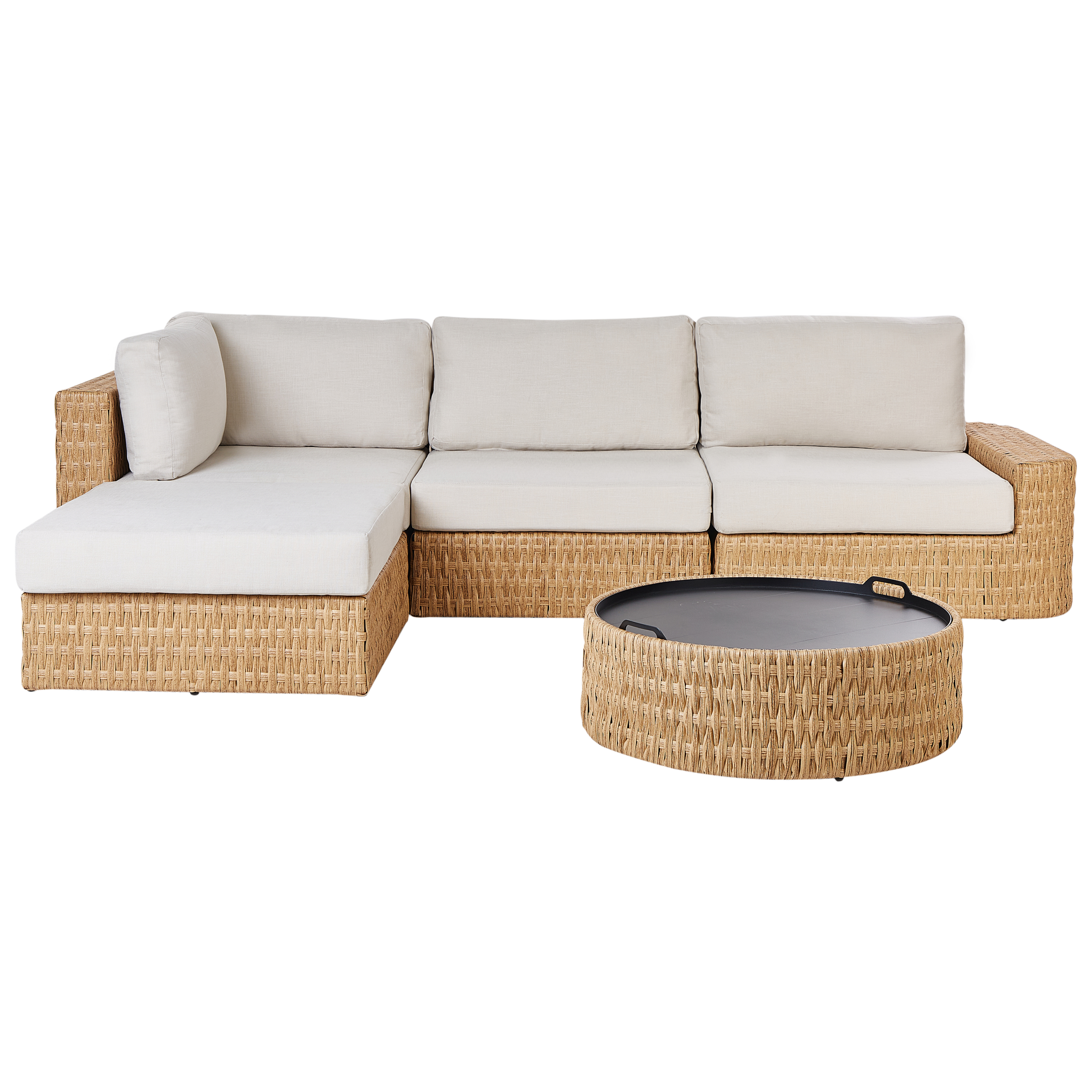 Have-hjørnesofasæt 4 personers OLIVERI PE-rattan Beige Højrevendt