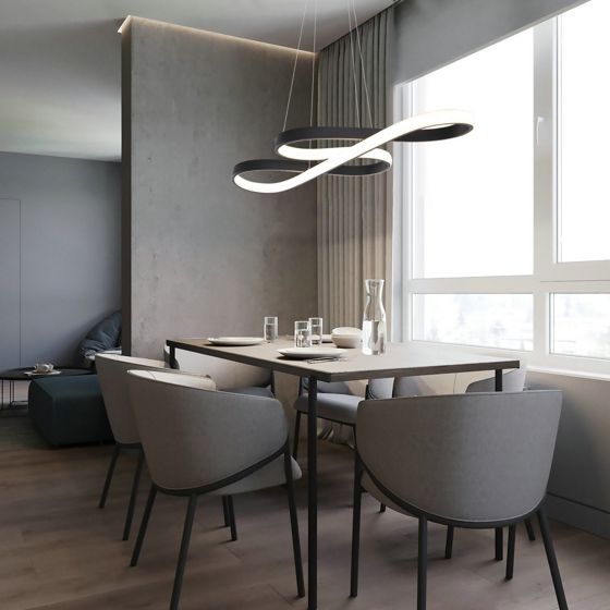 NETTLIFE LED - pendellampe, sort, silikone, diameter 75 cm, dæmpbar, med fjernbetjening, moderne design, 47 W