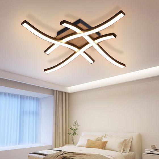 NETTLIFE LED - loftlampe, 24W træ, 3000K, varm, hvid, moderne, design, sort, metal