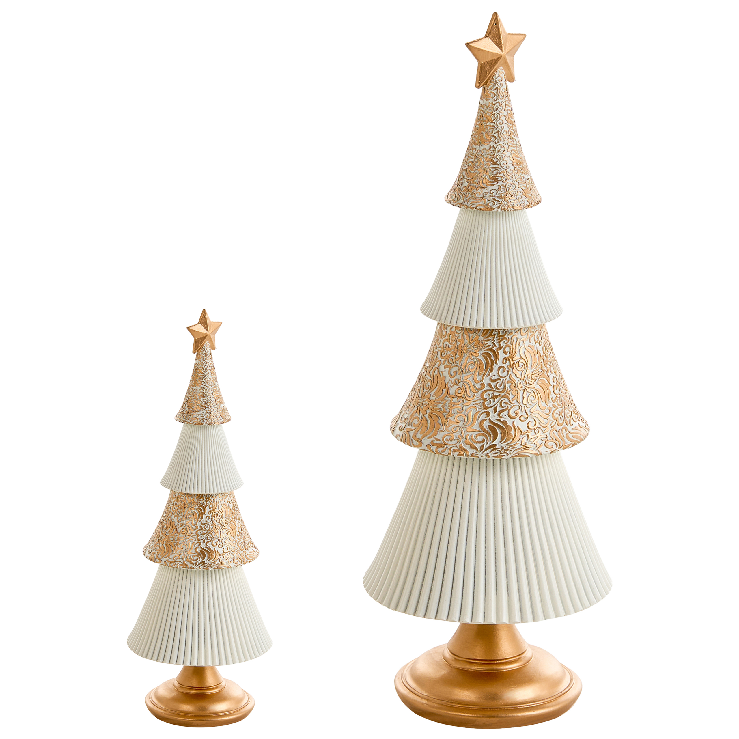 Sæt med 2 juledekorationer ASPO 32/41 cm Juletræ Off-White/ Guld