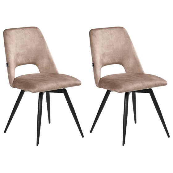 Sæt med 2 spisebordsstole HALLETT Velour Beige