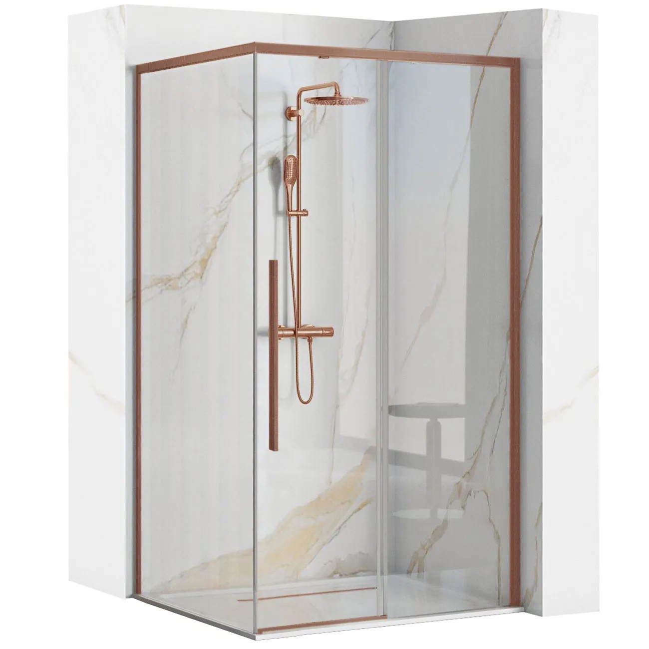 REA brusekabine SOLAR 90X90 Børstet kobber, 89x88,5x195cm