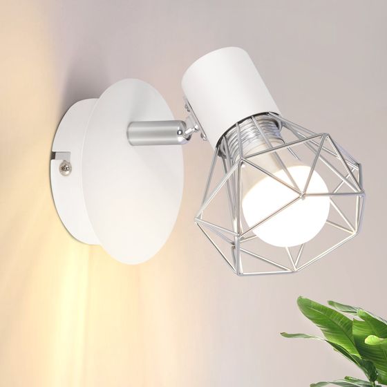 NETTLIFE Vintage hvid vægspotlight E14 væglampe justerbar 350° retro metal lampeskærm bar spisestue hotel maks.