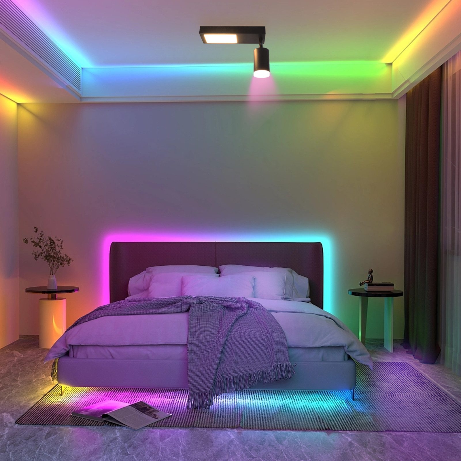 NETTLIFE Loftspotlight 1 lampe GU10 til soveværelse 3000k 20W køkkenlampe sort varm hvid justerbar