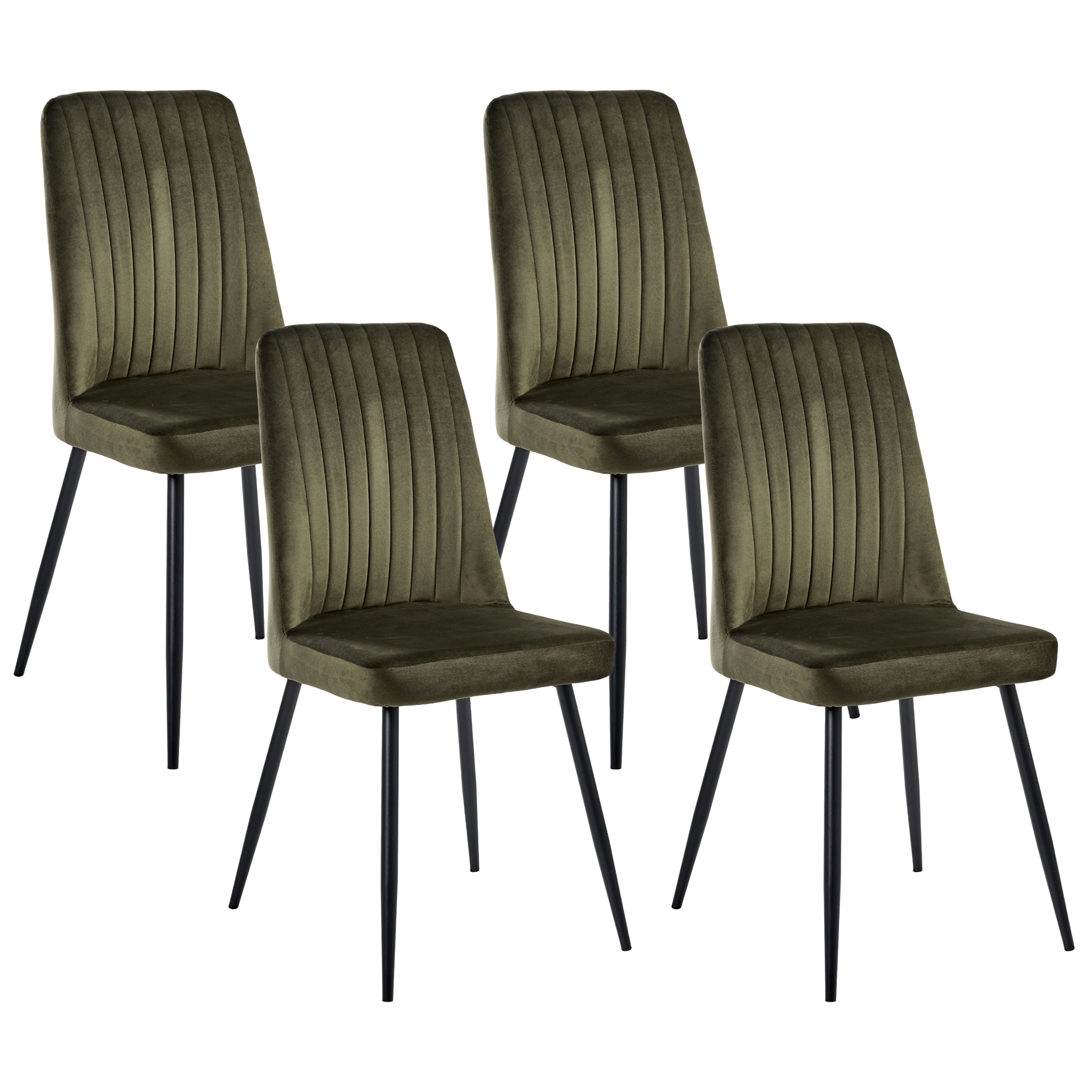 Sæt med 4 spisebordsstole KIRBY Velour Mørkegrøn