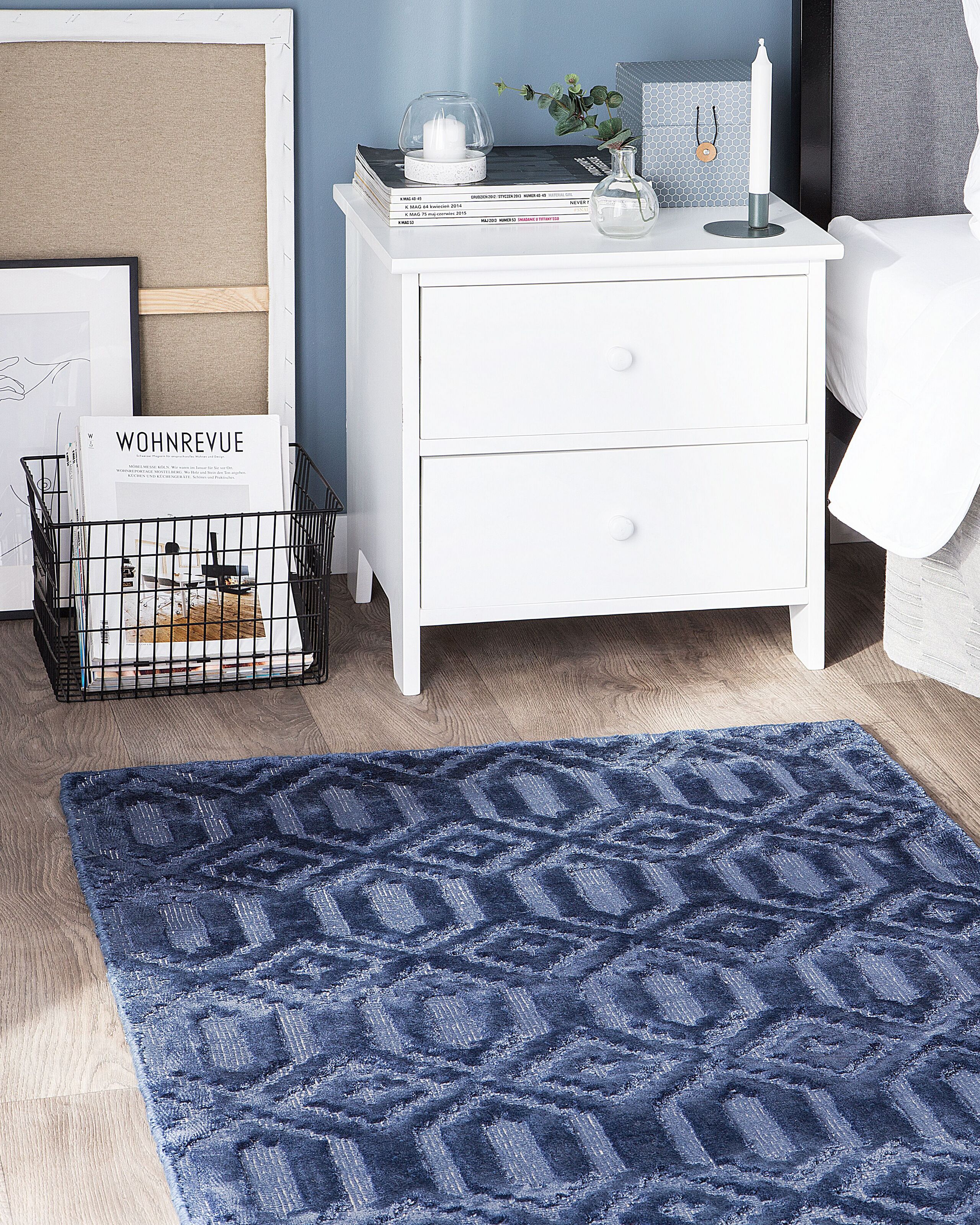 Gulvtæppe ADATEPE Navy Blå 80 x 150 cm Viskose