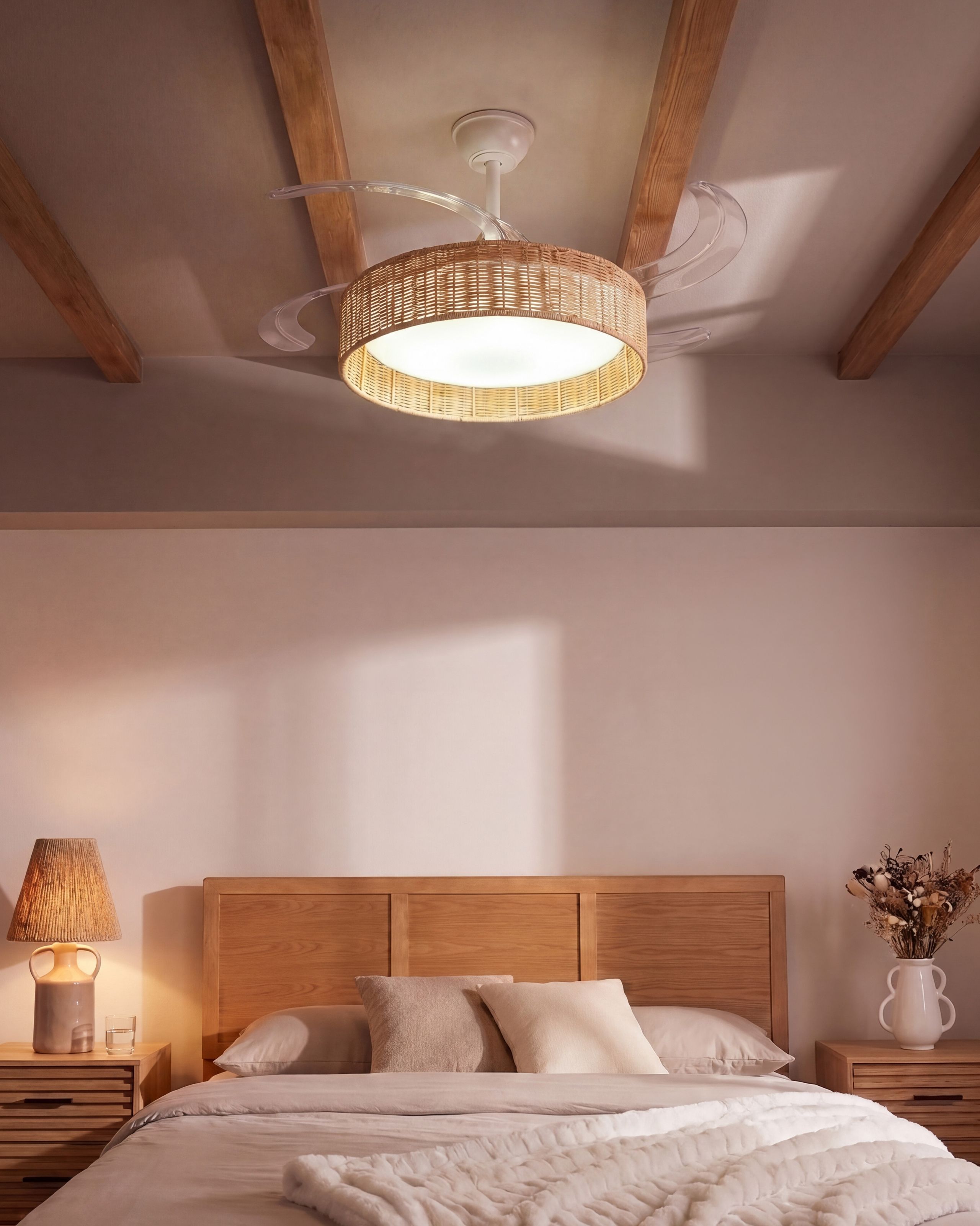 Ventilator med lys TOMOKA Med fjernbetjening LED Hvid