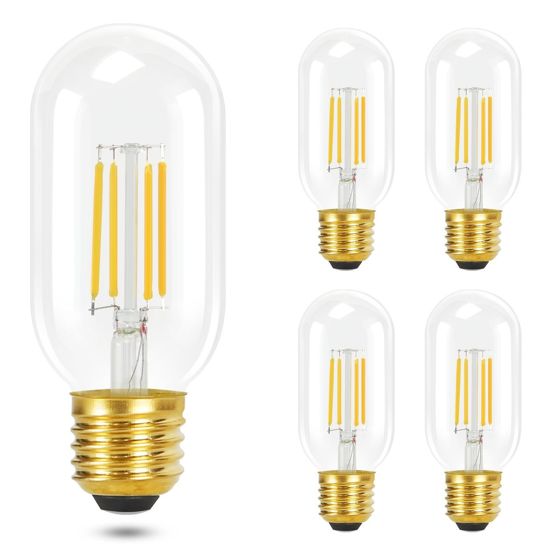 NETTLIFE 4 stk. E27 LED-pærer, varm hvid 2700K, vintage T45 LED-pærer, 4 W, retro Edison-glødetråd, glas, energibesparende