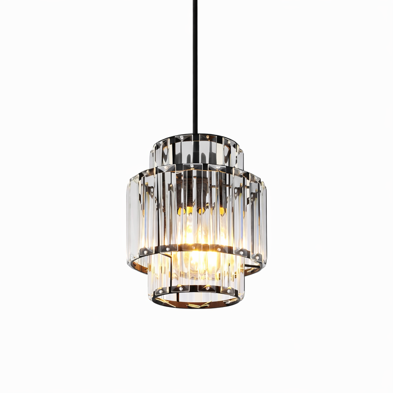 Nettlife pendellampe med 1 lyskilde - pendellampe i glas og krystal, E27, justerbar højde, moderne design til spisestuen