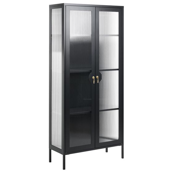 Glas vitrineskab GLEORA Metal Sort