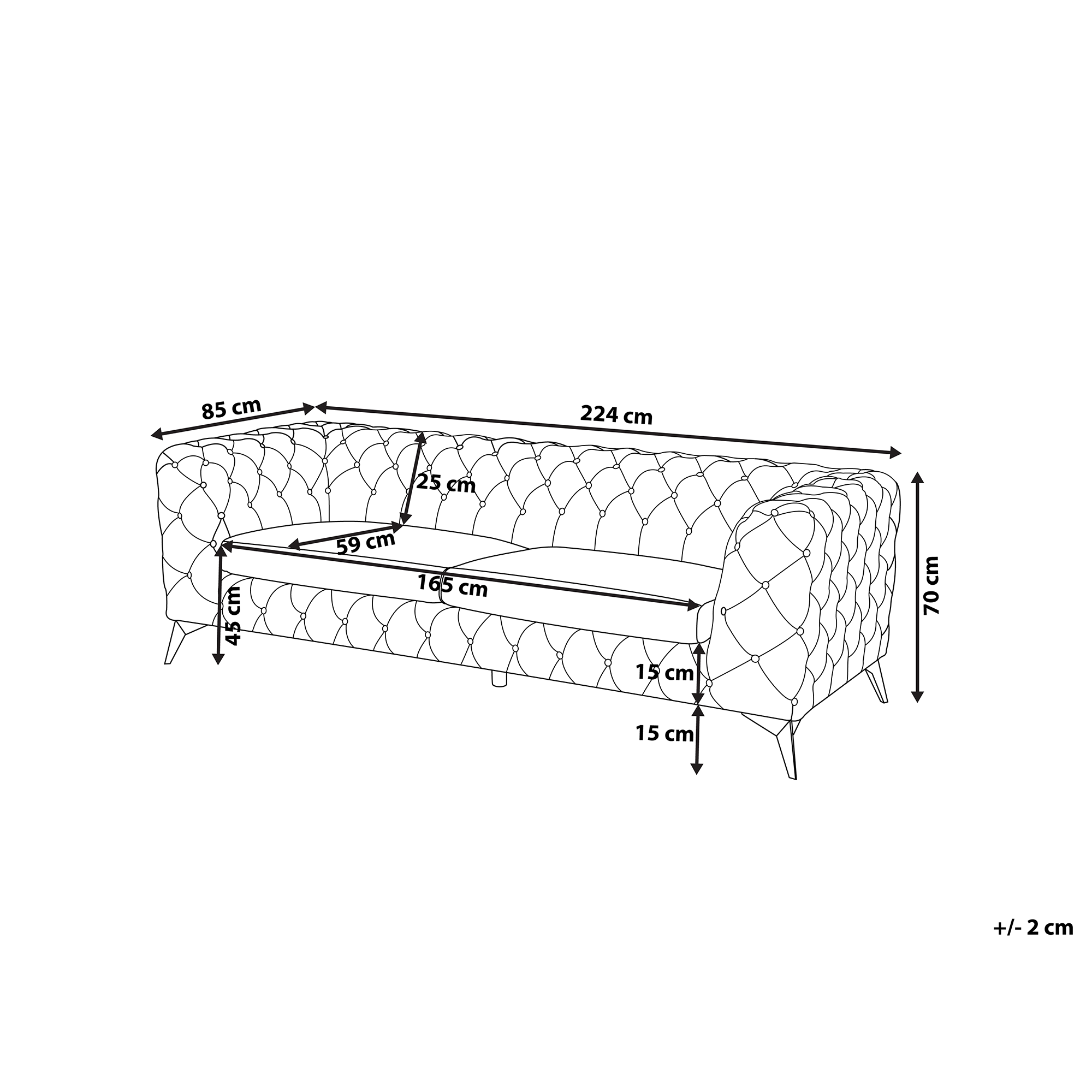 Sofa 3 personers SOTRA Velour Sort