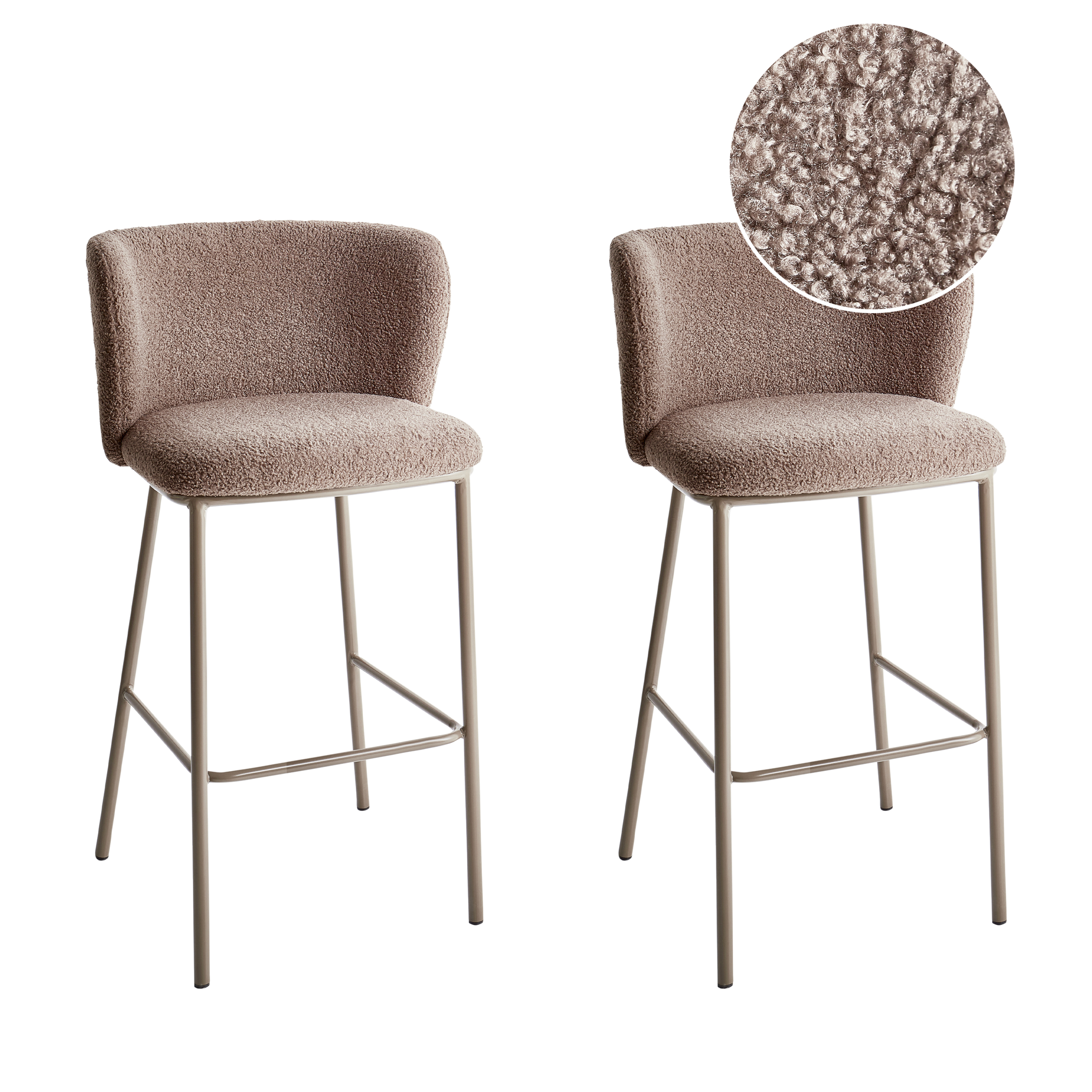 Sæt med 2 barstole MINA II Boucle Brun