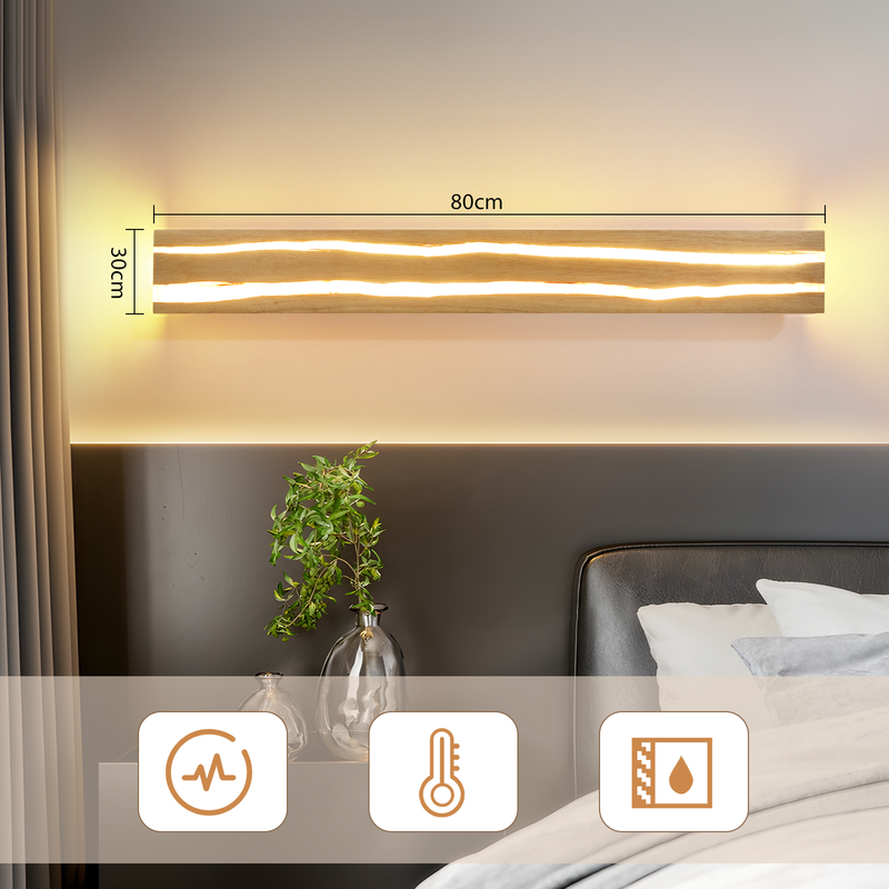 NETTLIFE LED-væglampe i træ, 80 cm, 13 W varm hvid 3000 K, moderne (pærer medfølger)