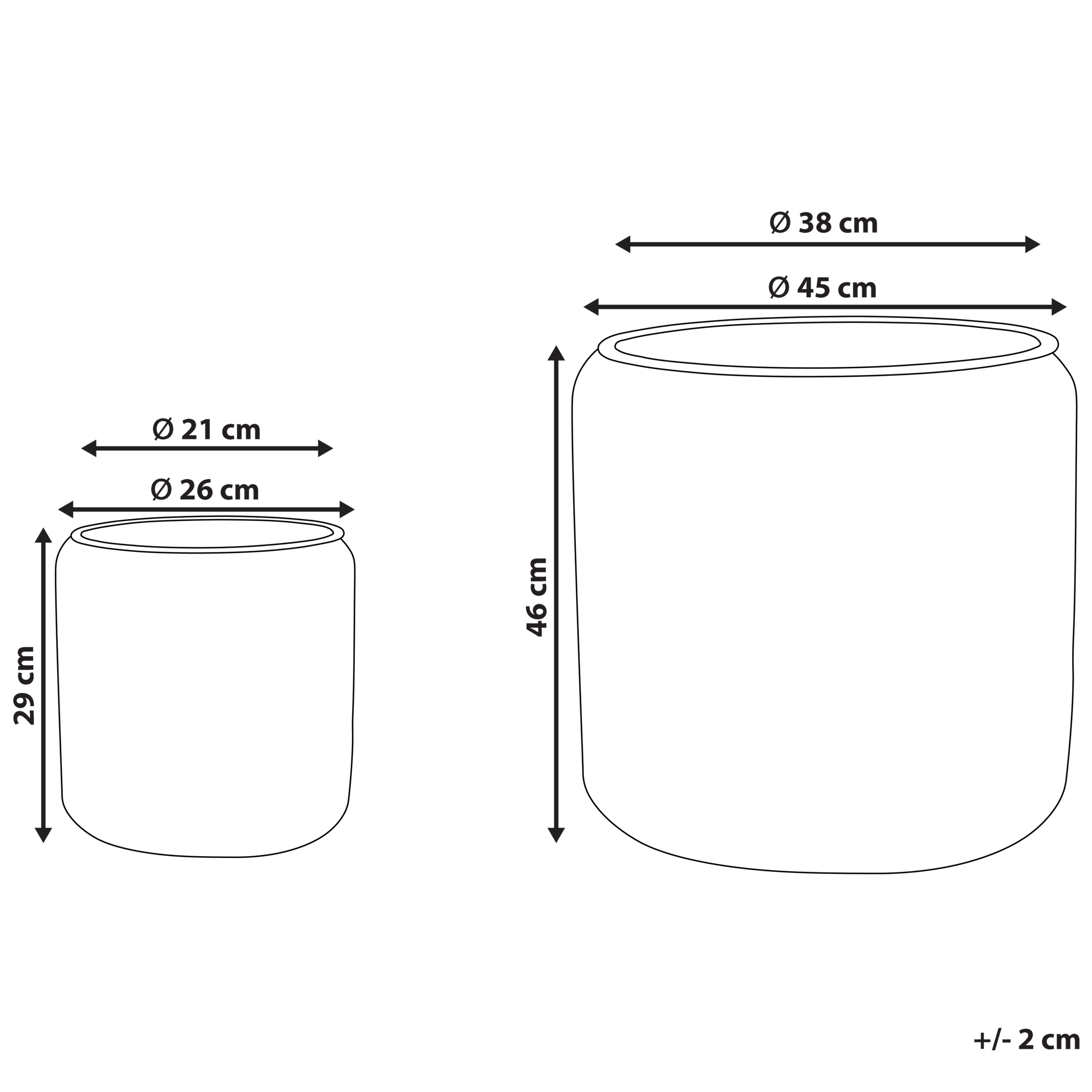 Sæt med 2 plantekrukker BRODIEA 26/45 cm PE-rattan Lysebrun