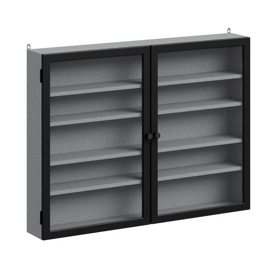 Skab med glasdøre, gråt, 80.0x60.0x12.2 cm, FSB113-DG
