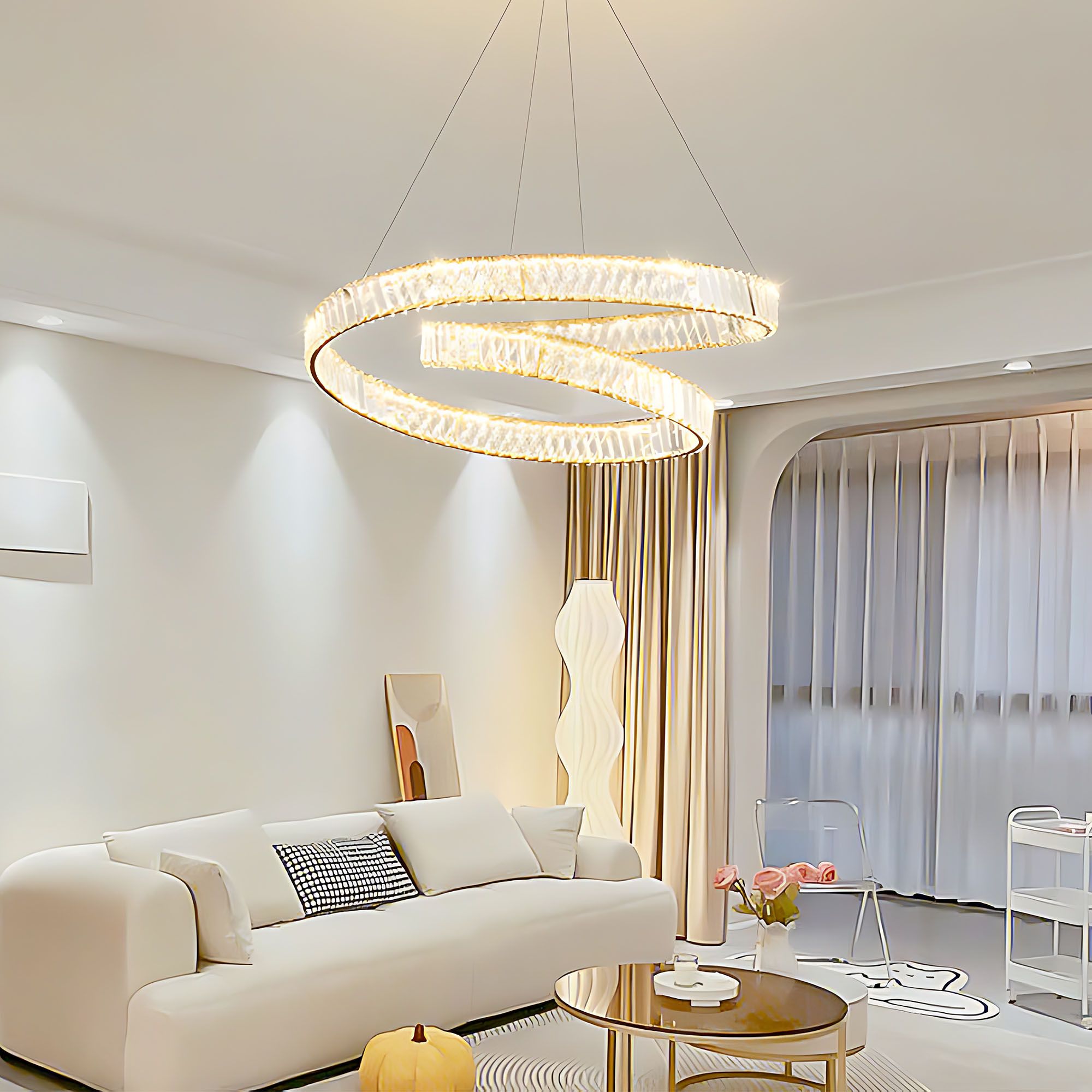 TOOLIGHT hængende loftlampe APP1767-CP LED Guld 58x58x100cm