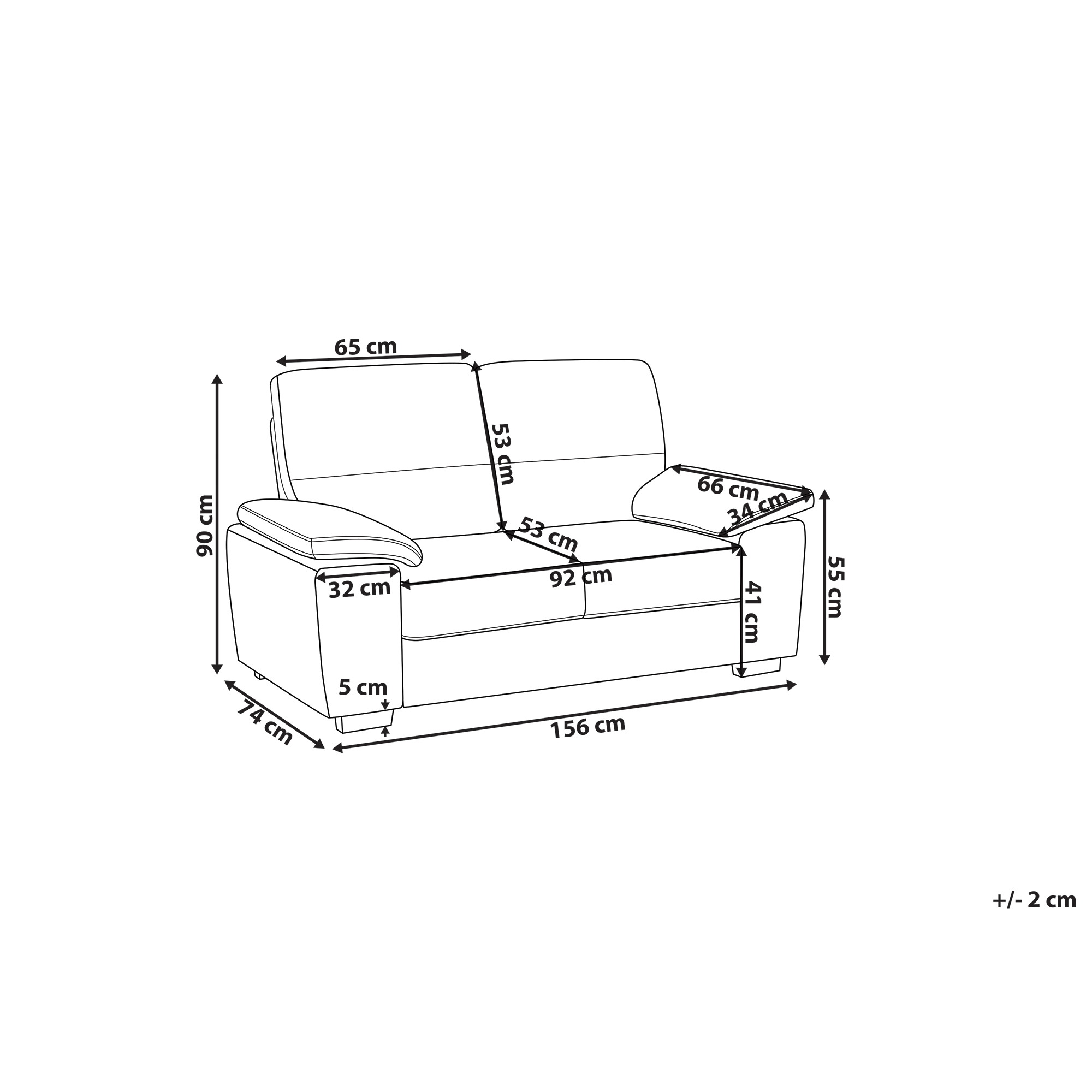 Sofa 2 personers VOGAR Lys Beige
