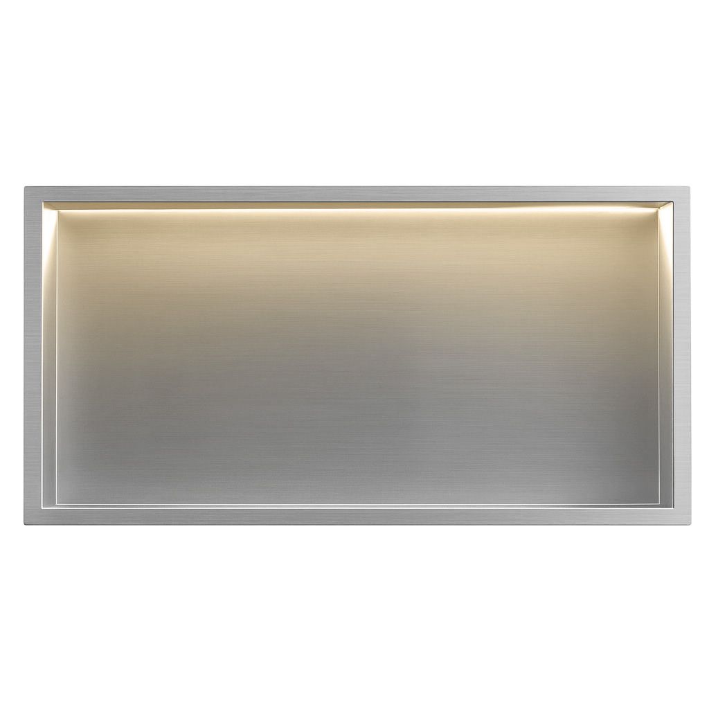 REA indbygget badeværelseshylde led30x60 Børstet stål, 10x60x30cm