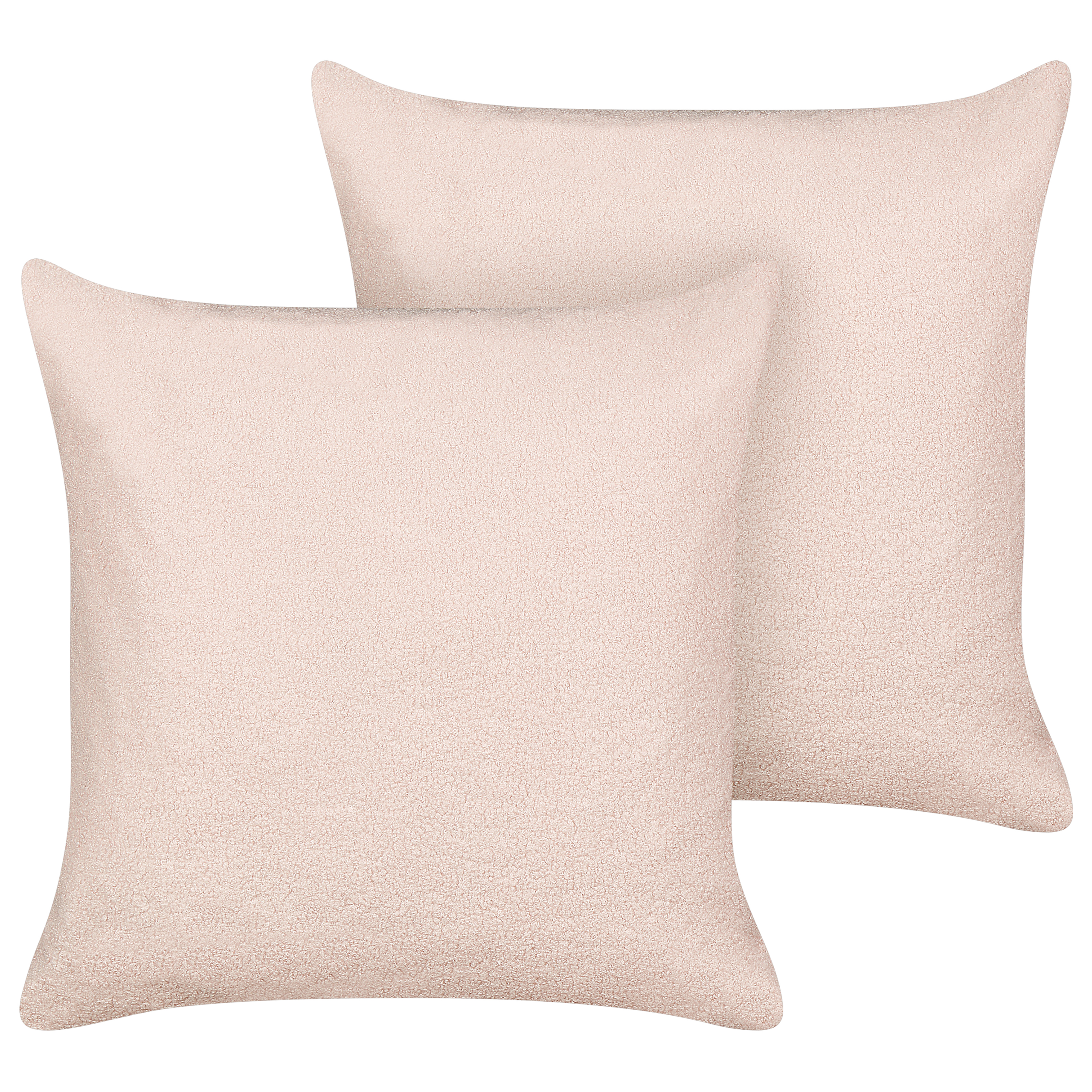 Sæt af 2 pyntepuder LEUZEA 60 x 60 cm Boucle Pastellrosa Ensfarvet