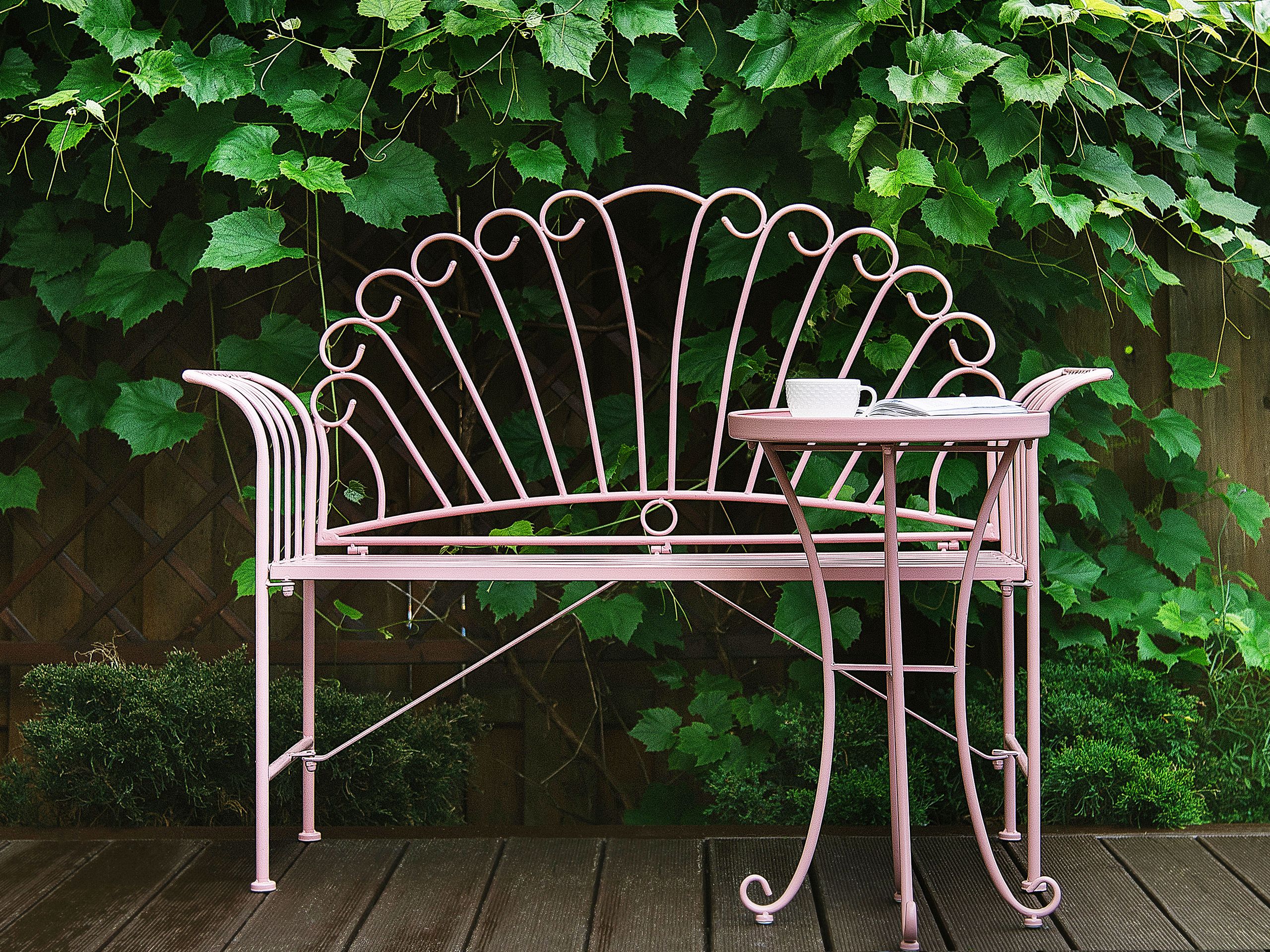 Havebænk CAVINIA 125 cm Metal Lyserød
