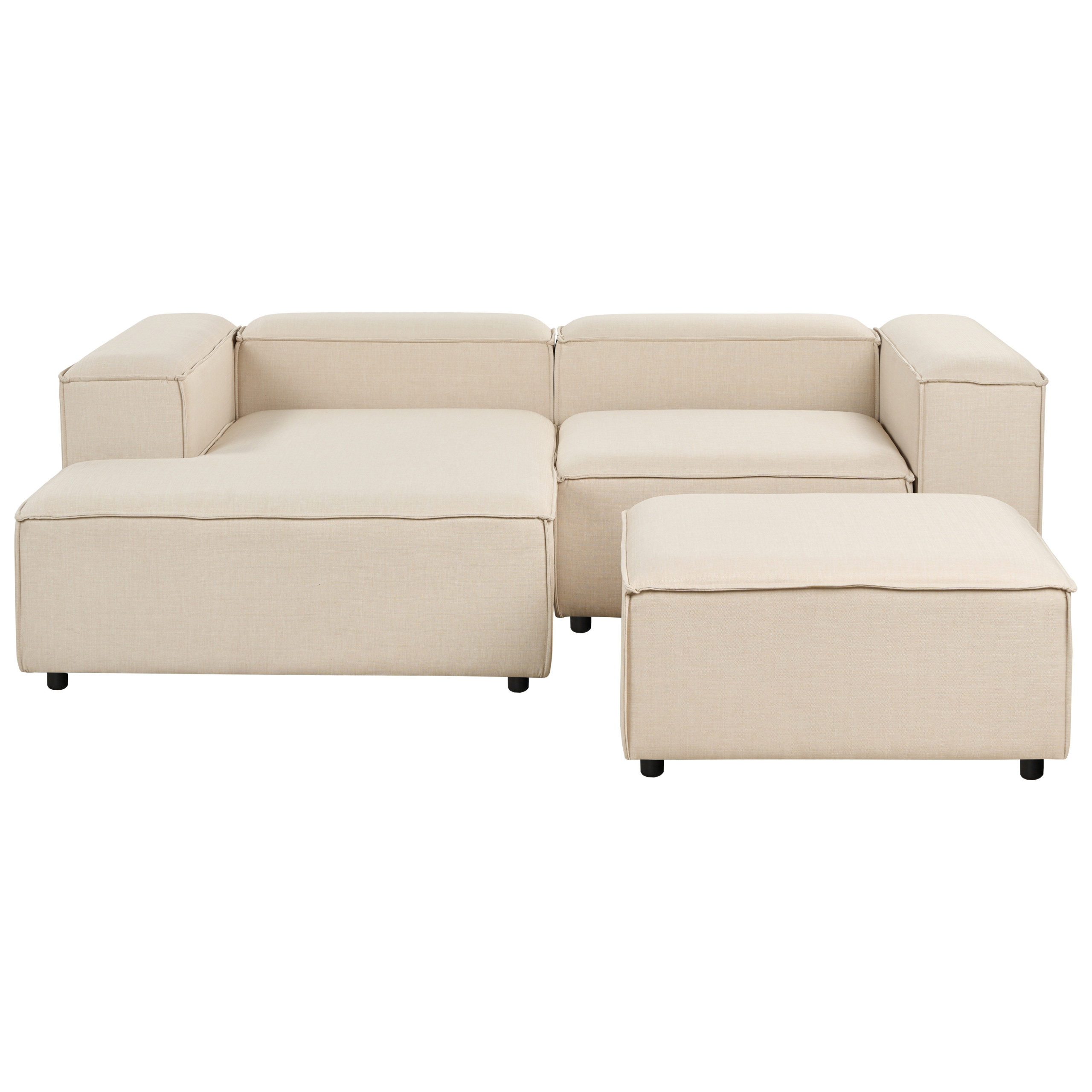 Hjørnesofa modul 2 personers ARDAL med fodskammel Beige Højrevendt