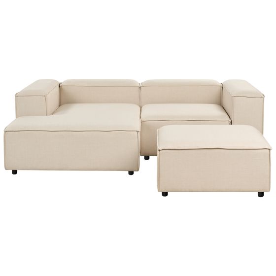 Hjørnesofa modul 2 personers ARDAL med fodskammel Beige Højrevendt