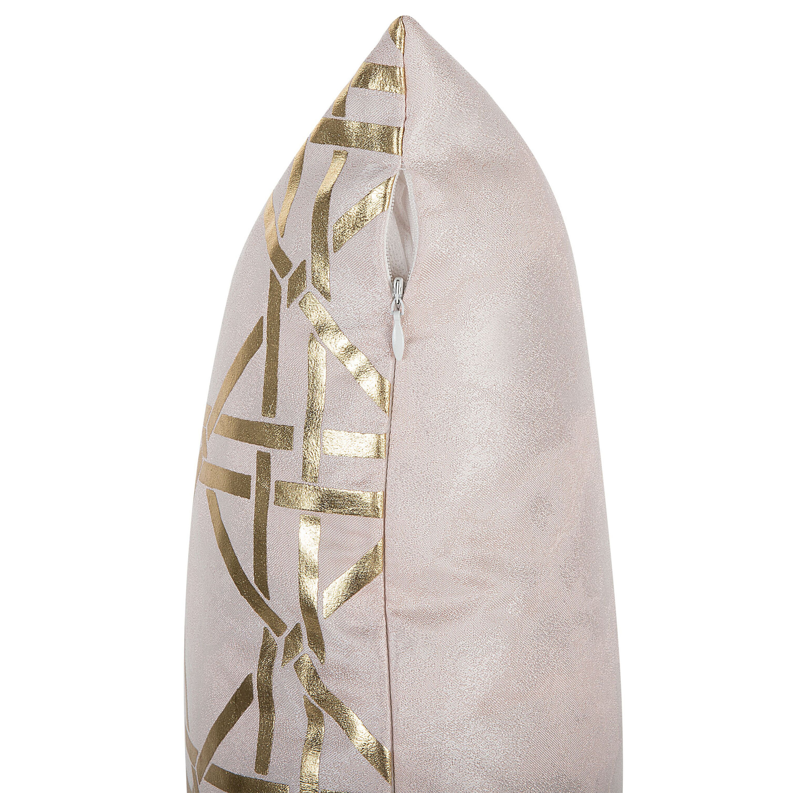 Sæt af 2 pyntepuder CASSIA 45 x 45 cm Lyserød Geometrisk mønster