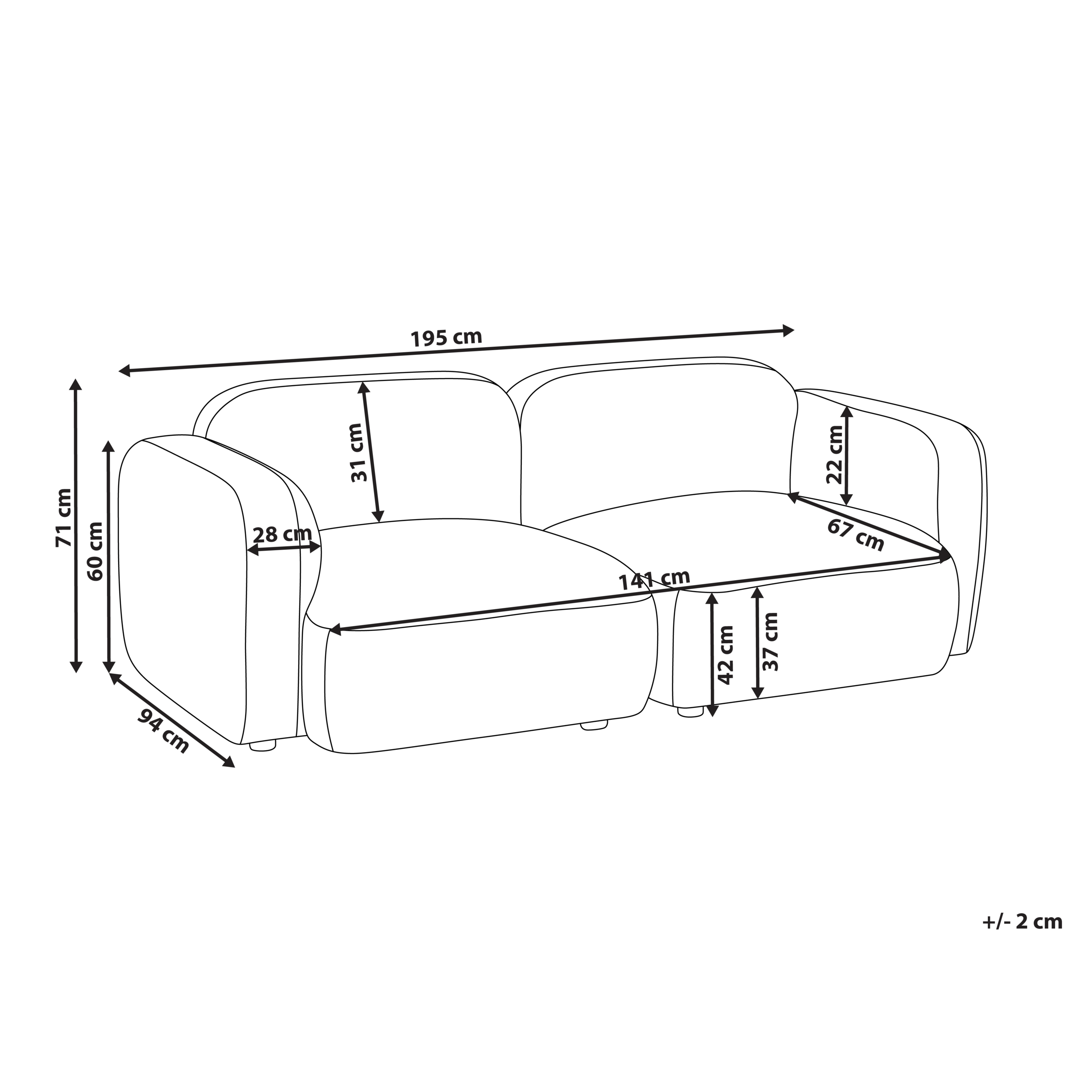 Sofa 3 personers AFOSS Boucle Cremehvid